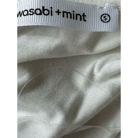 Wasabi & Mint Women's White Drape Neck Bodysuit Blouse Size S Casual - Picture 3 of 4